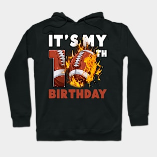 Funny It's My 10th Birthday 10 Years Old Football Ball Boys Hoodie